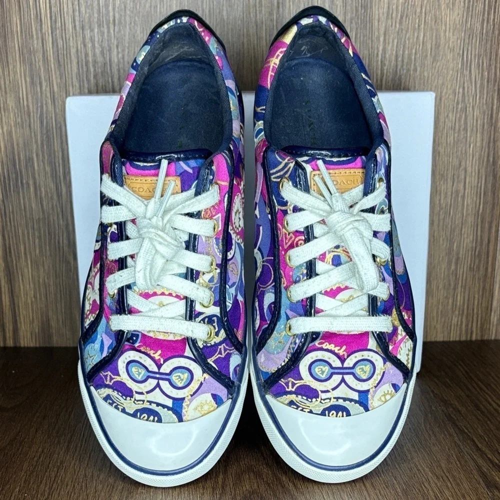 Coach Women’s Size 9B Multicolor Graphic Print Lace Up Sneakers Low Top Shoes